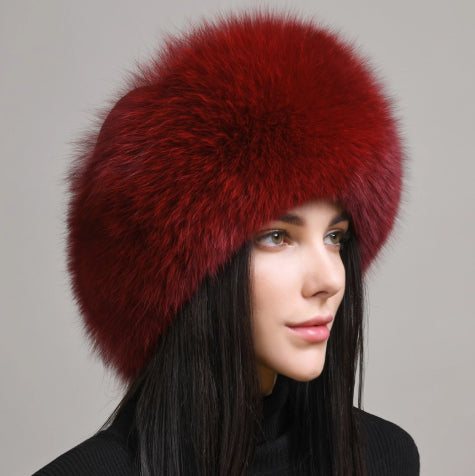 Women's Winter Genuine Leather Ethnic Style Warm Ear Protection Hat 