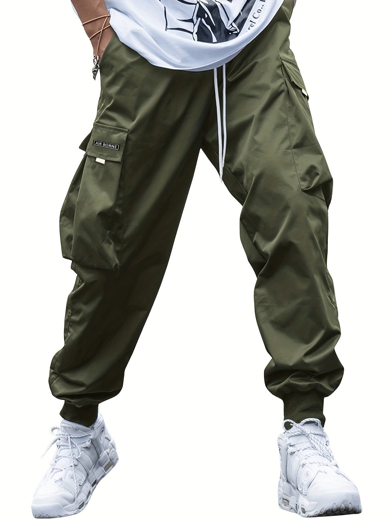 Multi-pocket Cargo Pants Men's Casual Hip-Hop Drawstring Trousers Outdoor Streetwear Sports Pant CJ US