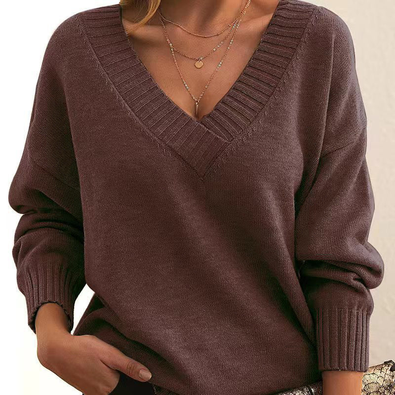 Womens Sweaters Casual Drop Shoulder Long Sleeve V Neck Pullover Tops Trendy Fall Fashion Clothes CJ US