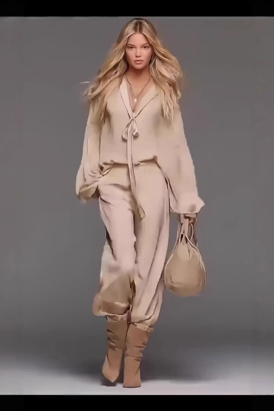 French-style Chic Yet Mature Casual Long-sleeve Top And Pants Set 