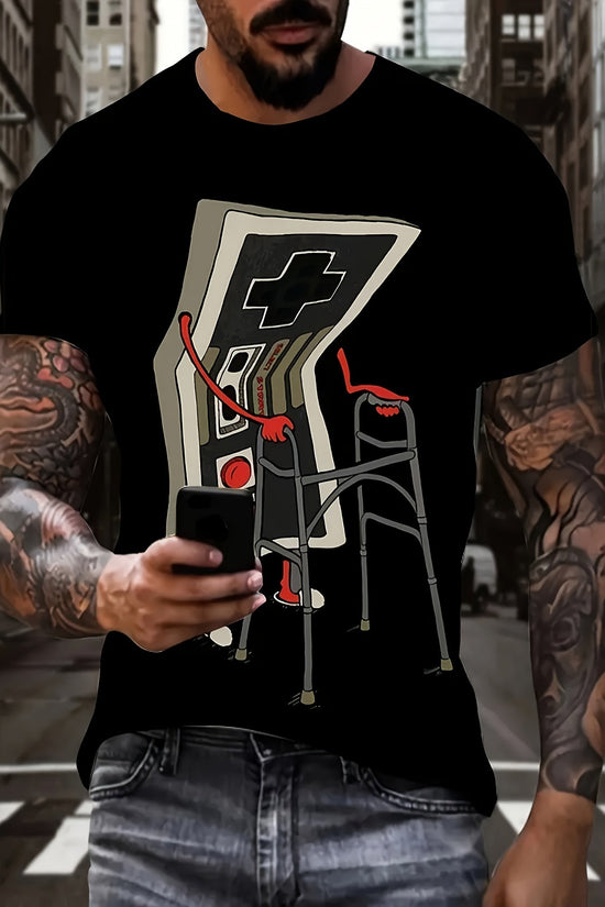 Game Controller Graphic T-Shirt for Men – Plus Size Streetwear Tee CJ US