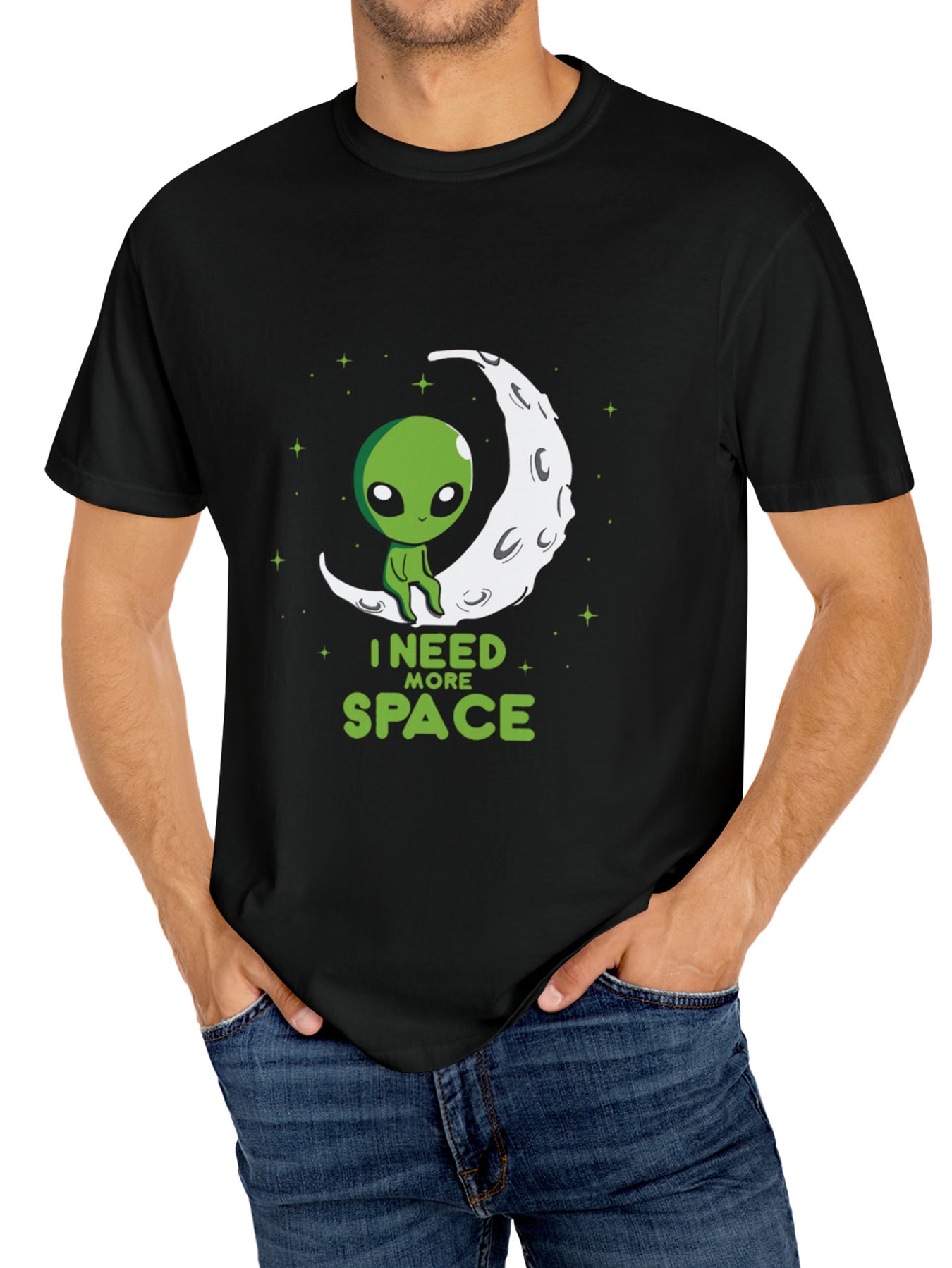 Alien Pattern Comfort T-shirt, Summer Men's Casual Street Style Elastic Round Neck T-shirt CJ US