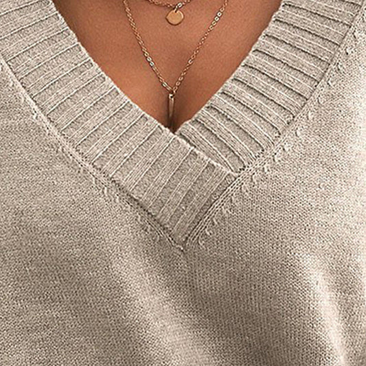 Womens Sweaters Casual Drop Shoulder Long Sleeve V Neck Pullover Tops Trendy Fall Fashion Clothes CJ US