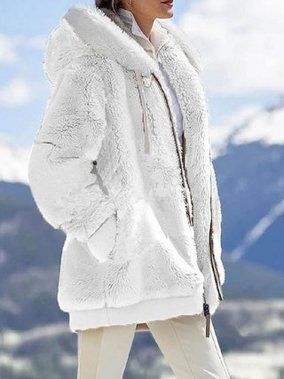 Plush Hooded Jacket – Oversized Fleece Zip-Up with Pockets CJ US