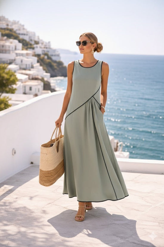 Mediterranean-style Vacation Dress For Women Contrast Colors 