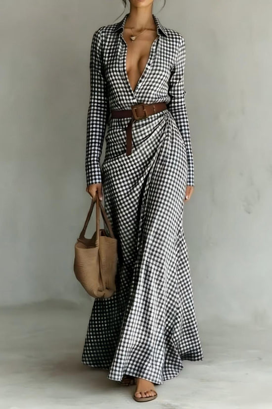 Solid-color Irregularly Pleated Dress With A Belt 