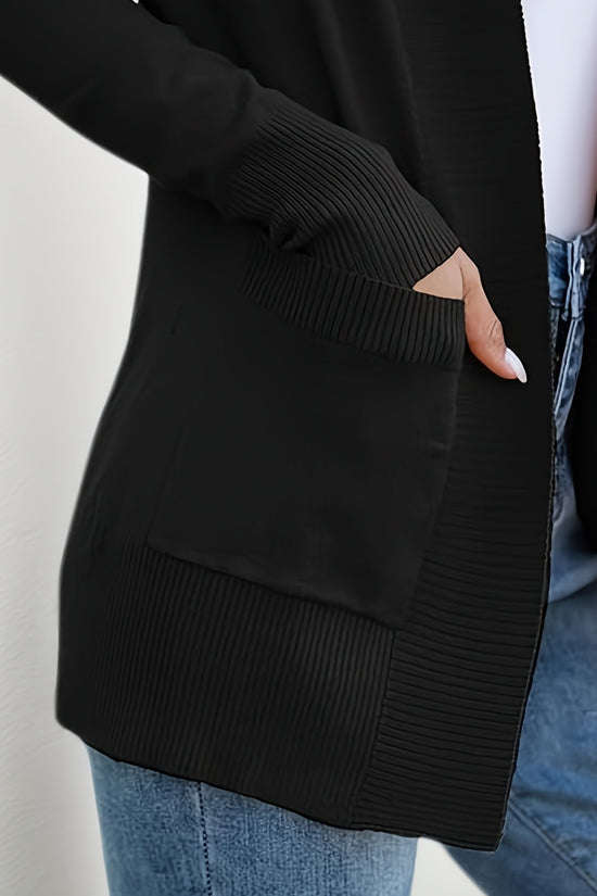 2025 Women's New Cardigan, Solid Color Knitted Jacket, Casual Lightweight Cardigan With Pockets, Fashionable Top For Streetwear Women CJ US
