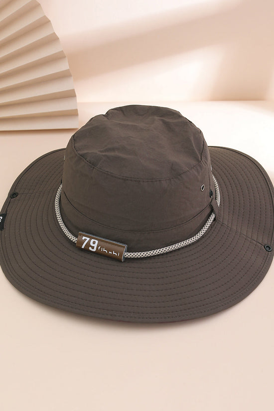Plain-color Letter-pattern Leather Sun-protective Wide-brimmed Sunshade Outdoor Simple Style Fisherman Hat For Daily Commuting, Fishing, Mountain Climbing 