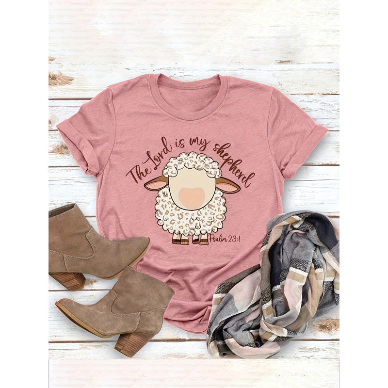 Women's Round Neck Graphic Print Short Sleeve T-Shirt CJ