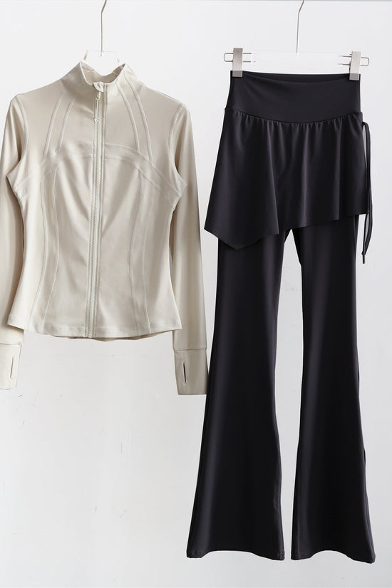 Long-sleeve Running Outfit With Zipper professional Gymwear Thats Slimming And Figure-flattering 