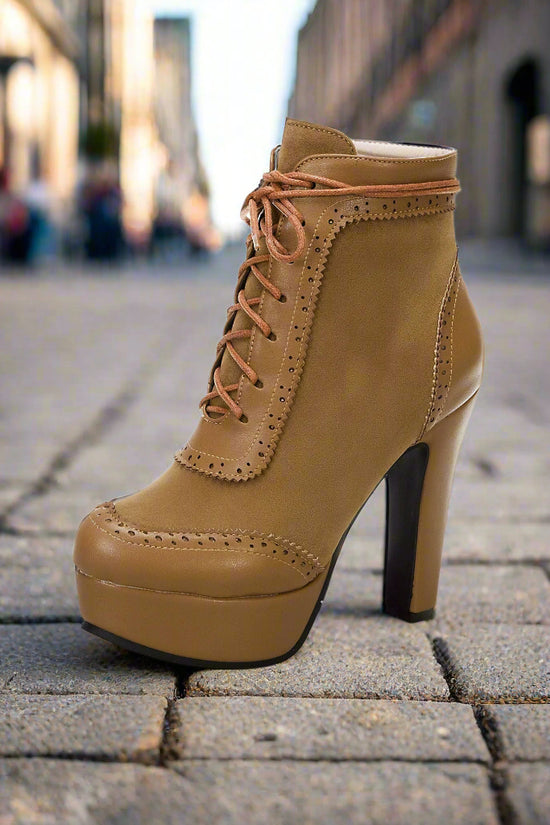 Women’s High Heel Martin Boots – Round Toe, Low-Cut Ultra Heel Fashion Booties CJ