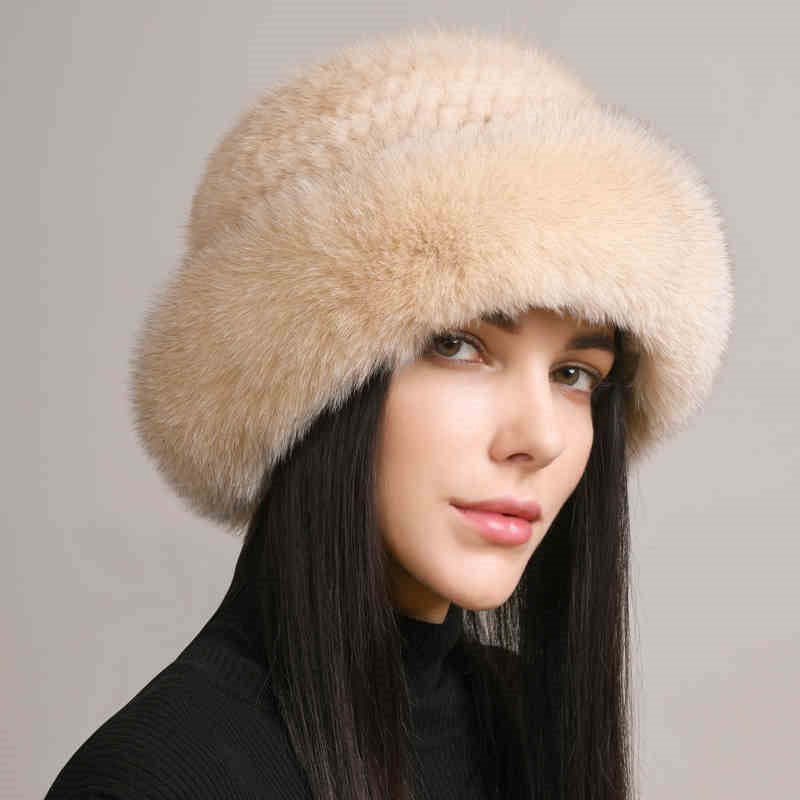 Mink Hair Hat Lady Braided Fur Winter Winter 