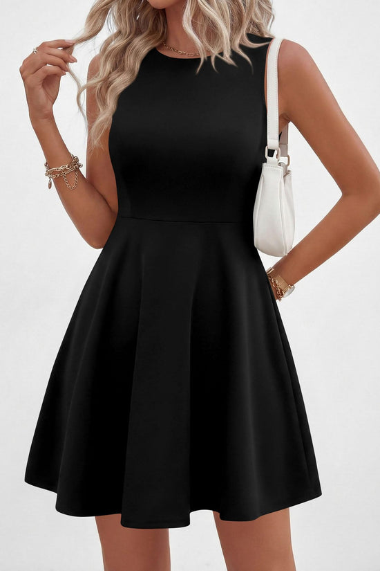 Off-the-Shoulder Sleeveless Fitted Waist Short Dress 