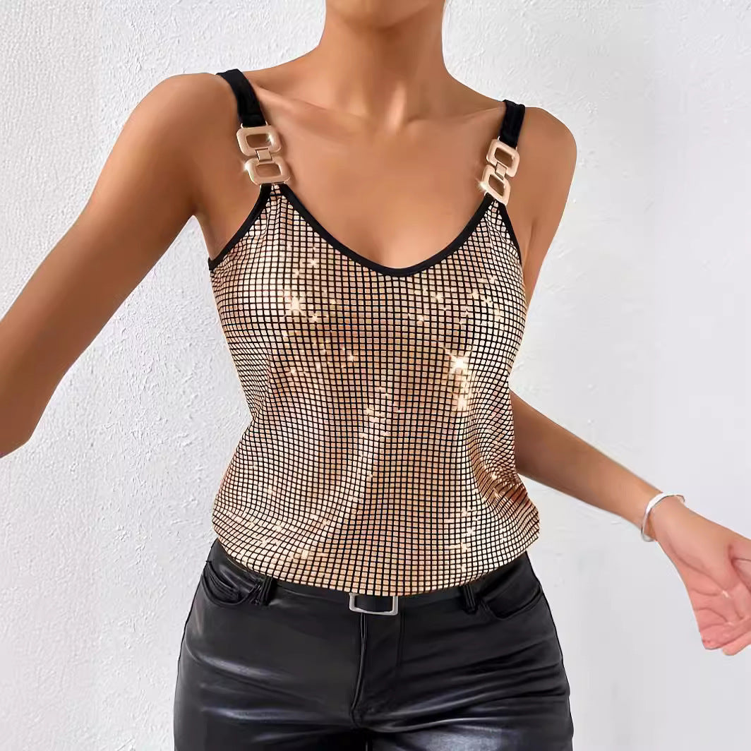 ✨ Women's Summer Sequined Suspender Chain Vest Top FitiqueFit