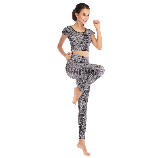 Printed navel short-sleeved quick-drying dance dress FitiqueFit
