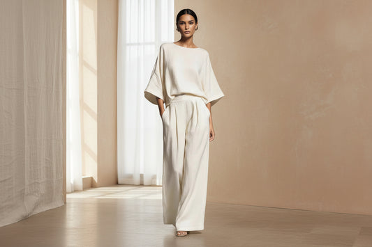 Womens Fashionable And Elegant Flared-Sleeve Linen Suit 