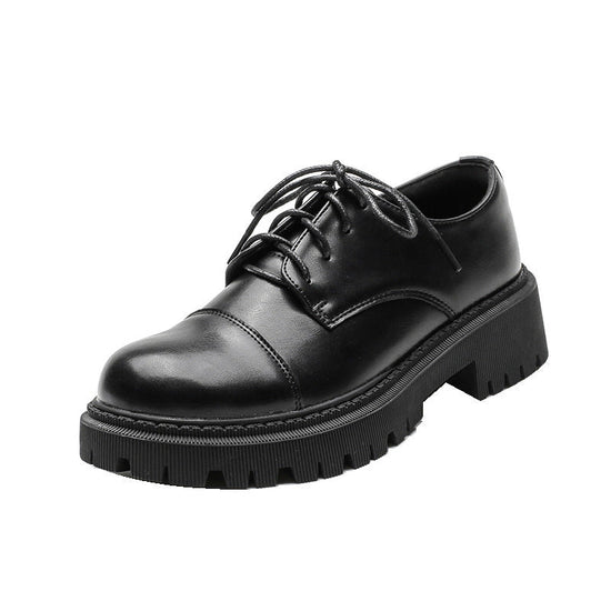 Women’s Solid-Color Retro Slip-On Platform Shoes – Versatile Casual Style CJ