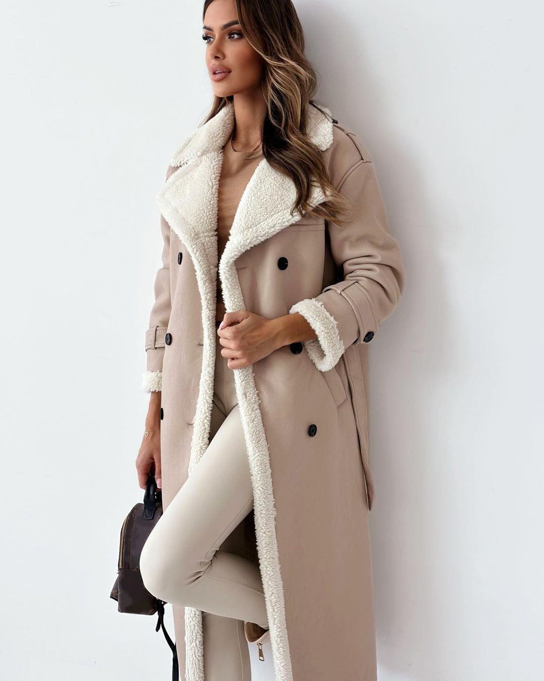 Winter Jacket With Belt Fashion Double Breasted Lapel Windbreaker Women's Long Trench Coat Mid-length Overcoat Clothing 