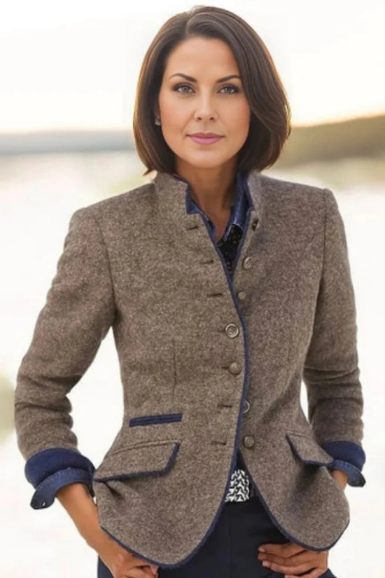 Multi-button Color Matching Women's Woolen Jacket 