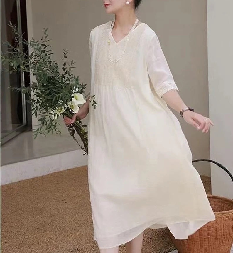 Women's Fashion Personality Linen Dress CJ US