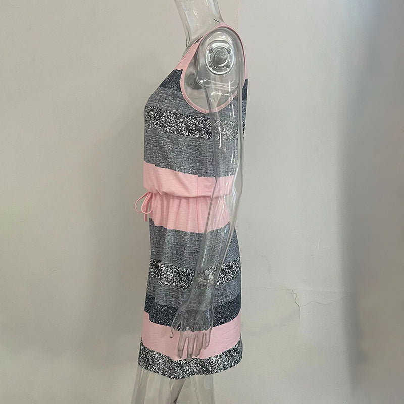 Women’s Color‑Block Striped Tie‑Waist Mini Dress CJ US