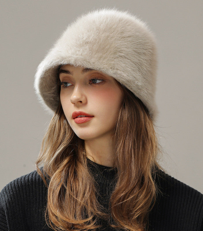 Big Head Circumference Real Rabbit Plush Hat 