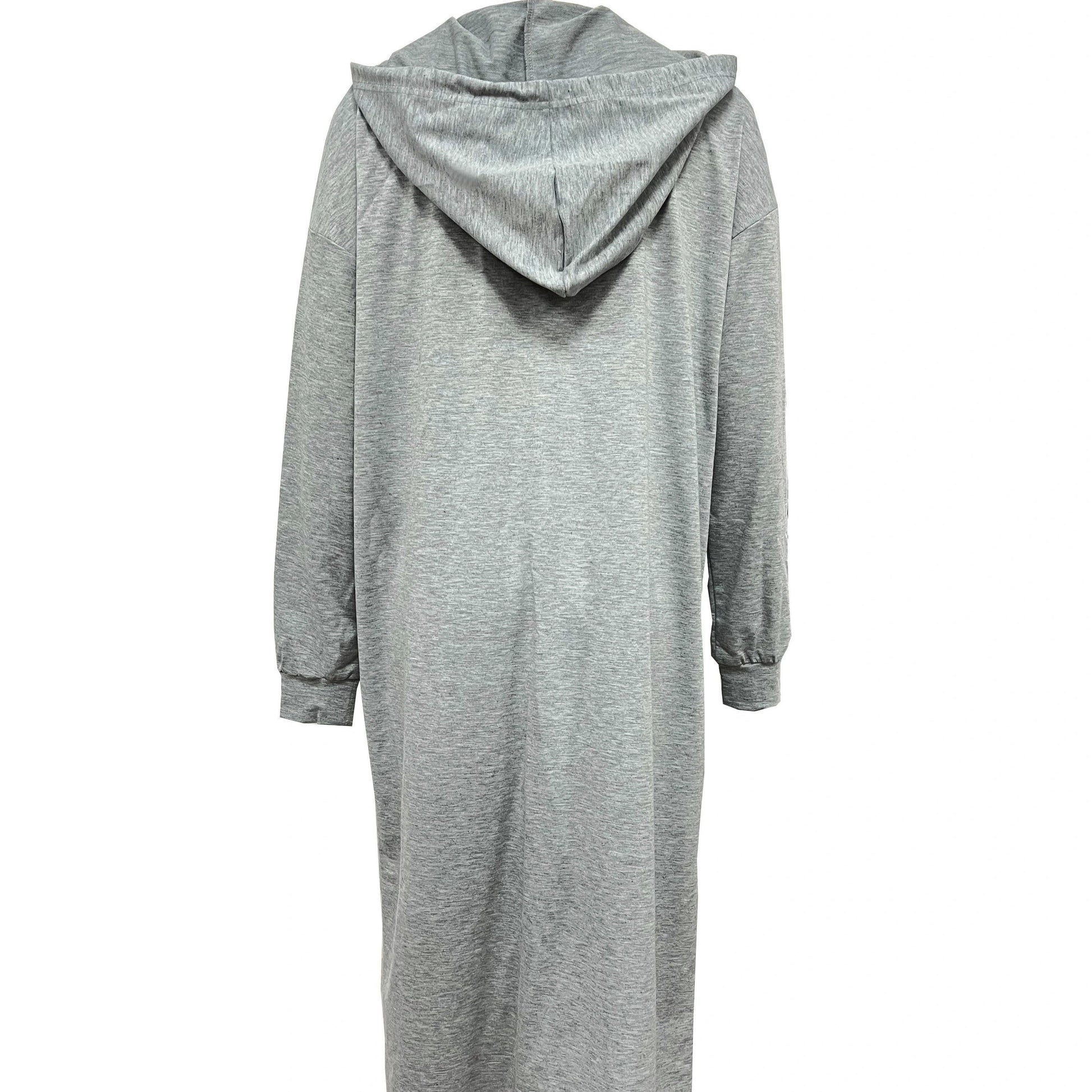 Women's Solid Color Hooded Fashionable Long Hoodie Jacket CJ US
