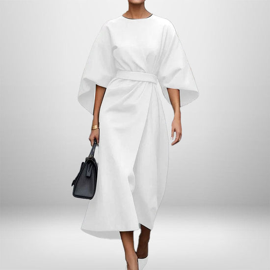 Women's Elegant Fashion Print Round Neck Long Dress 