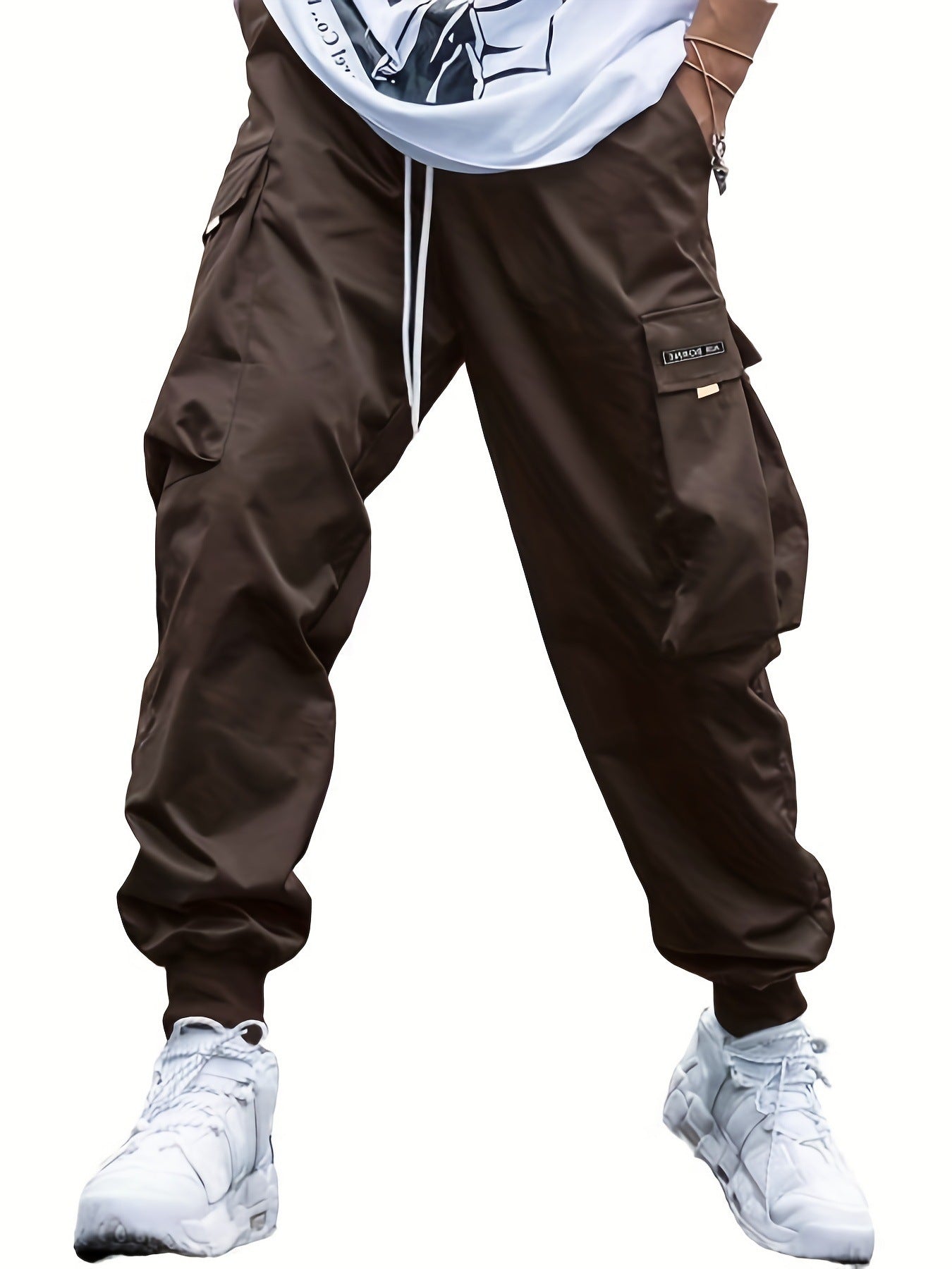 Multi-pocket Cargo Pants Men's Casual Hip-Hop Drawstring Trousers Outdoor Streetwear Sports Pant CJ US