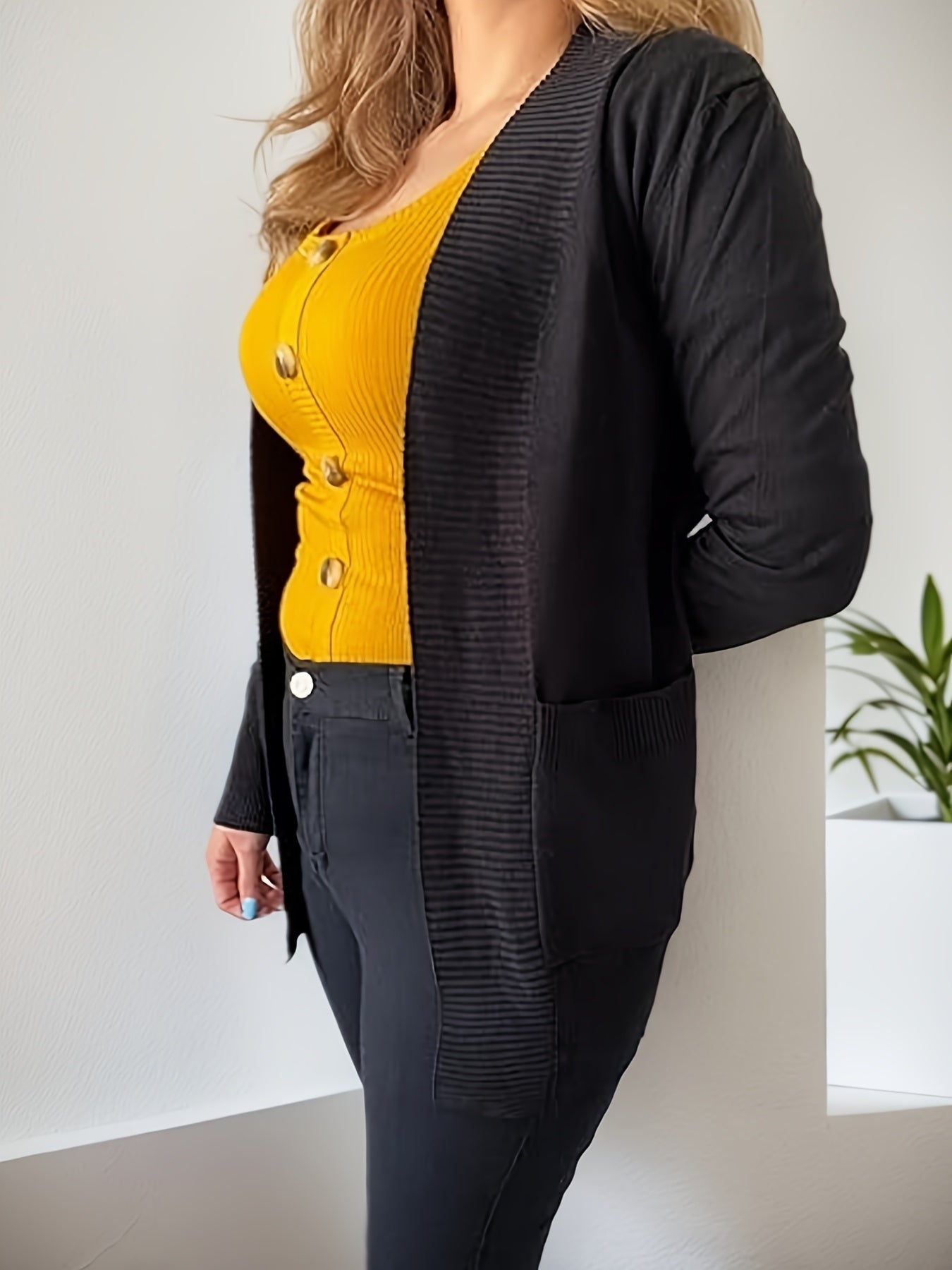 2025 Women's New Cardigan, Solid Color Knitted Jacket, Casual Lightweight Cardigan With Pockets, Fashionable Top For Streetwear Women CJ US