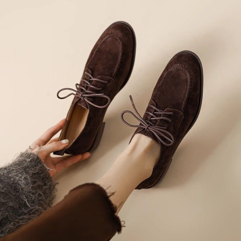 Women’s Retro Deep-Mouth Lace-Up Loafers – Vintage-Inspired Pumps CJ