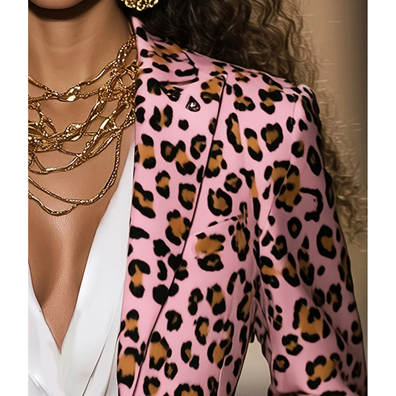 Women's Pink Leopard Blazer CJ US