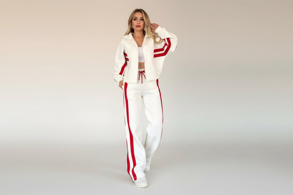 Women’s Y2K Striped Zip-Top Jacket – Retro Track Sports Suit CJ US