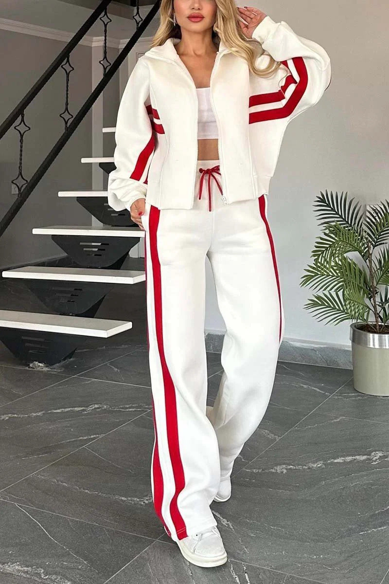 Women’s Y2K Striped Zip-Top Jacket – Retro Track Sports Suit CJ US