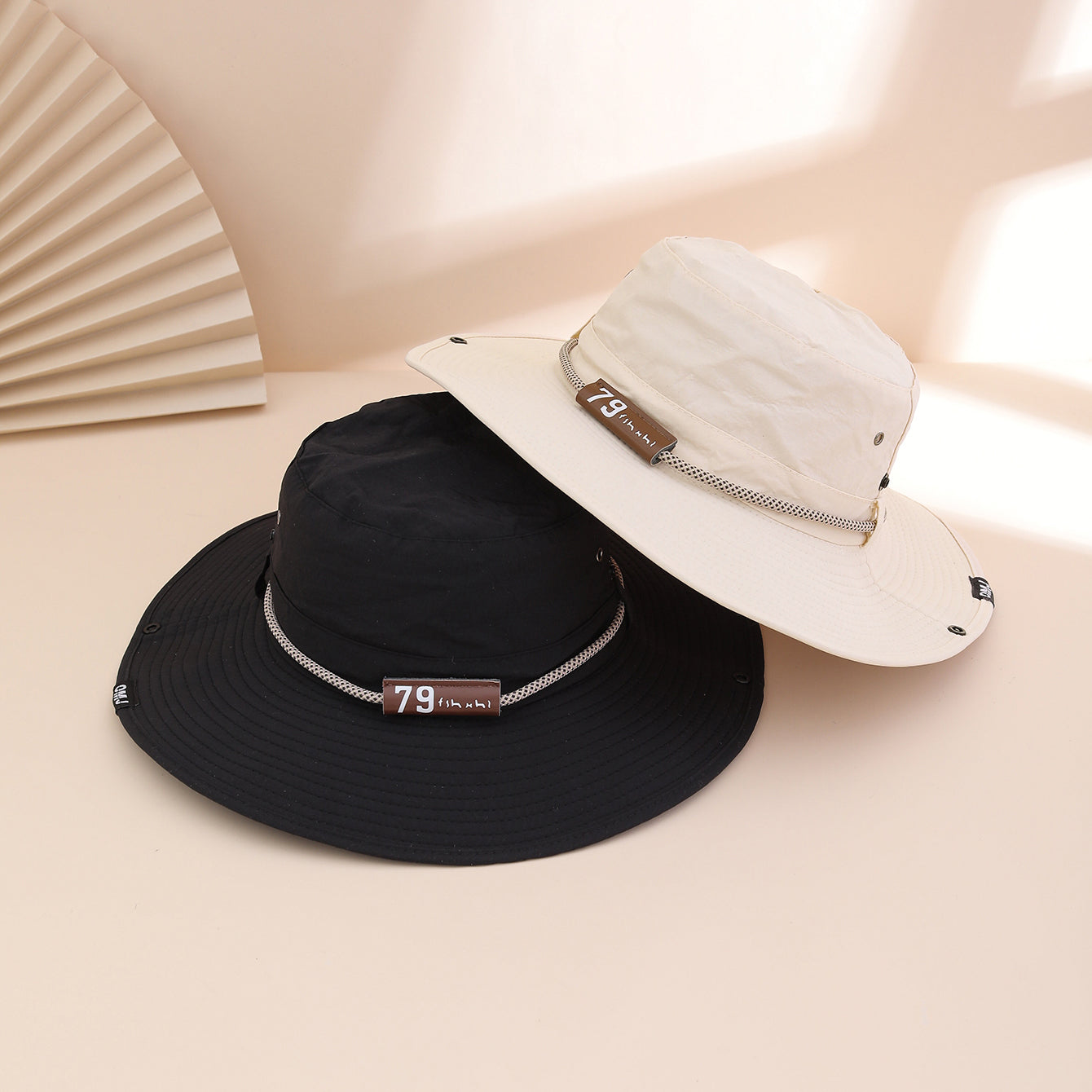 Plain-color Letter-pattern Leather Sun-protective Wide-brimmed Sunshade Outdoor Simple Style Fisherman Hat For Daily Commuting, Fishing, Mountain Climbing 