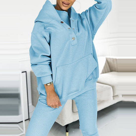 Women's Sports Suit Loose Hooded Sweatshirt & Vest Trousers | Diversi