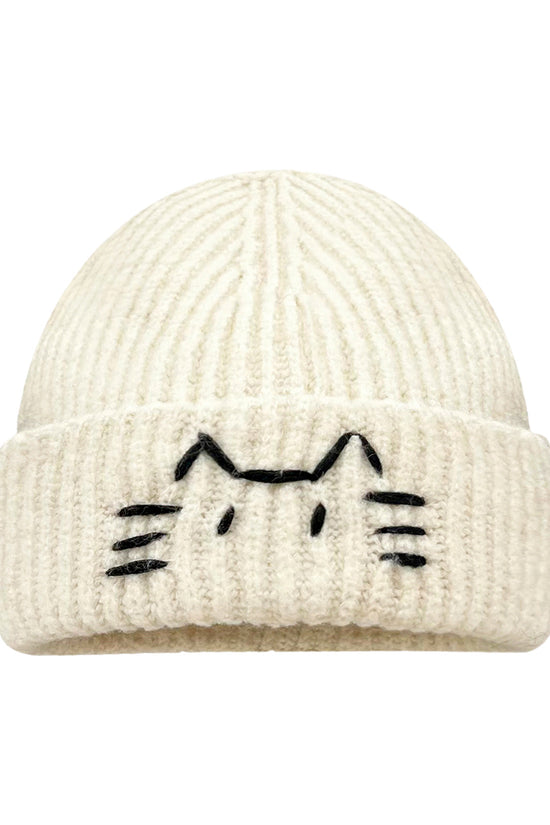 Women’s Cute Cat Line Design Knitted Hat – Warm Fall & Winter Beanie - FitiqueFit