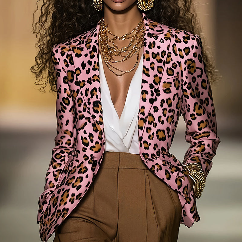 Women's Pink Leopard Blazer CJ US
