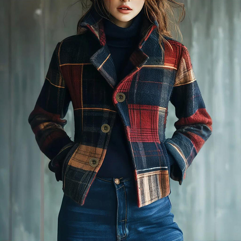 “Vintage Stand Collar Blazer with Single-Row Buttons — Tailored Jacket” CJ US