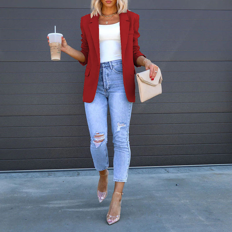 Womens Casual Blazers Open Front Long Sleeve Work Office Suit Jackets Blazer CJ US