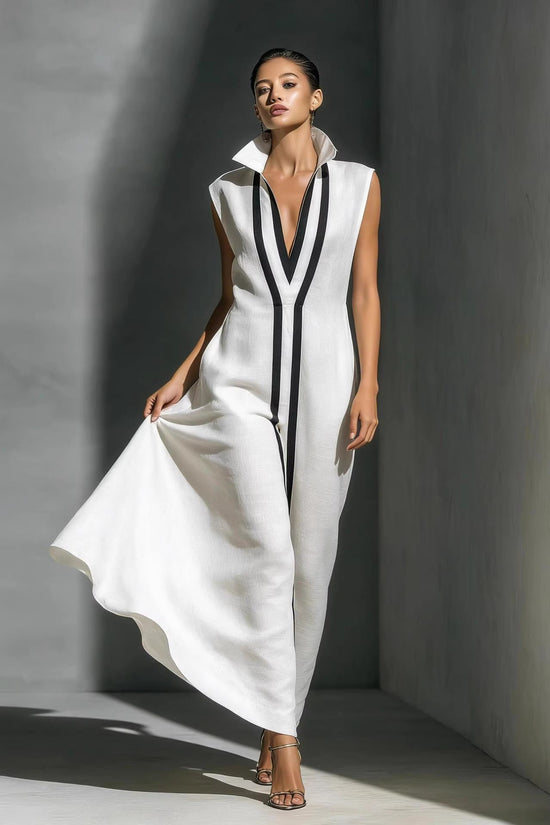 V-neck contrasting dress 