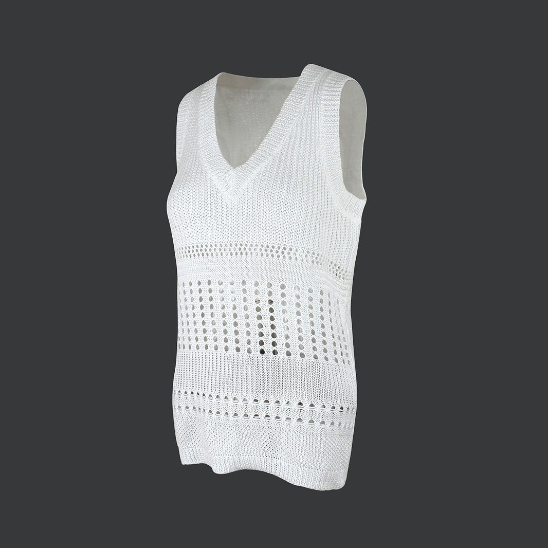Womens Solid-Color Thin Pullover Vest 