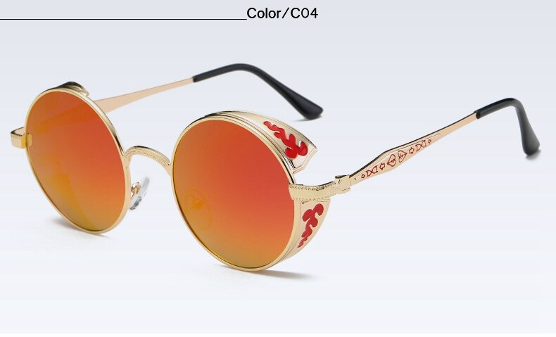 Fashion Polarized Steampunk Sunglasses Men/Women Round Metal Carving Vintage Sun Glasses Gothic UV400 Sunglass eprolo
