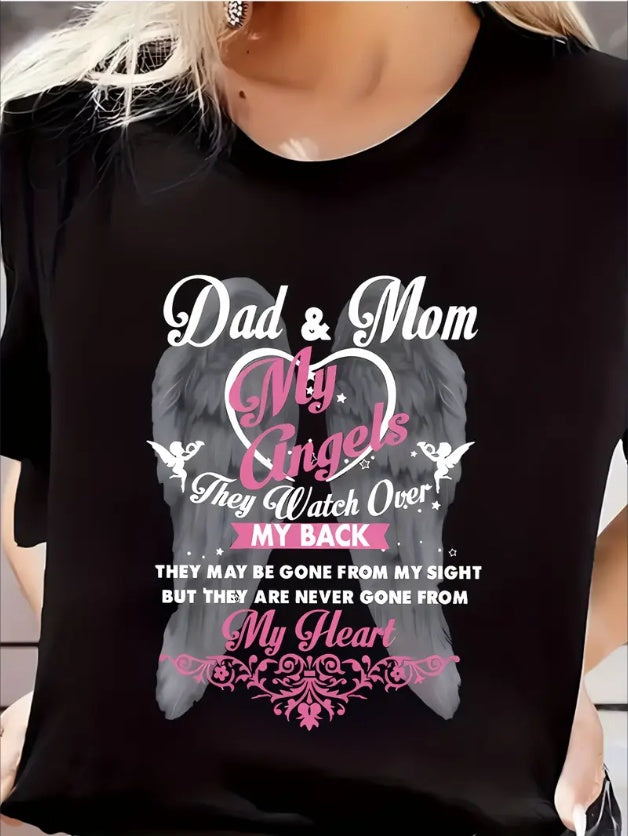 Women's Comfort Fit Graphic T-Shirt - Short Sleeve, Round Neck, Sporty Design With Wings & Letter Print, Perfect For Daily Wear CJ US