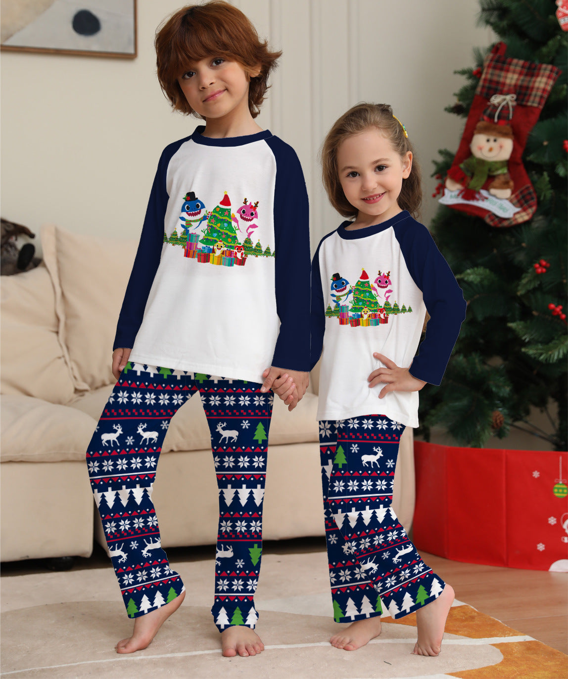 Family Matching Christmas Pajamas Set Xmas Long Sleeve Sleepwear Nightwear For Couples Kids Baby CJ