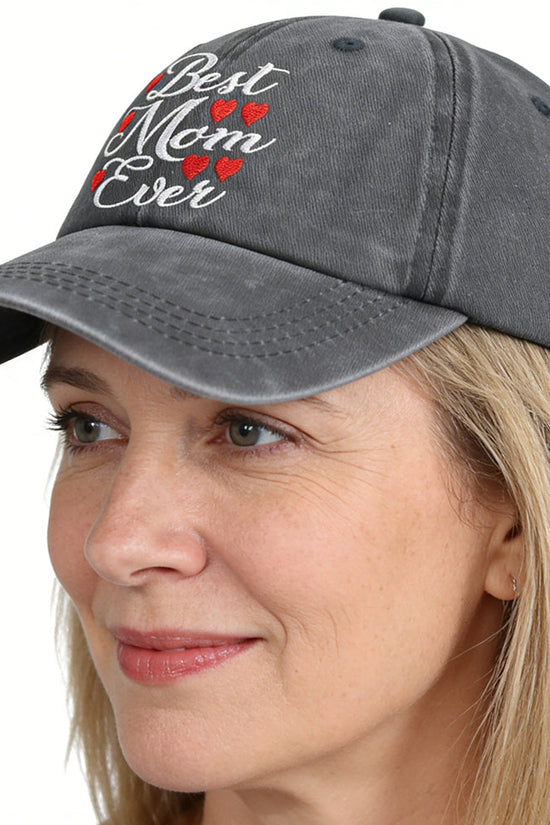 Best Mom Ever Adjustable Embroidered Wash Cotton Cap 