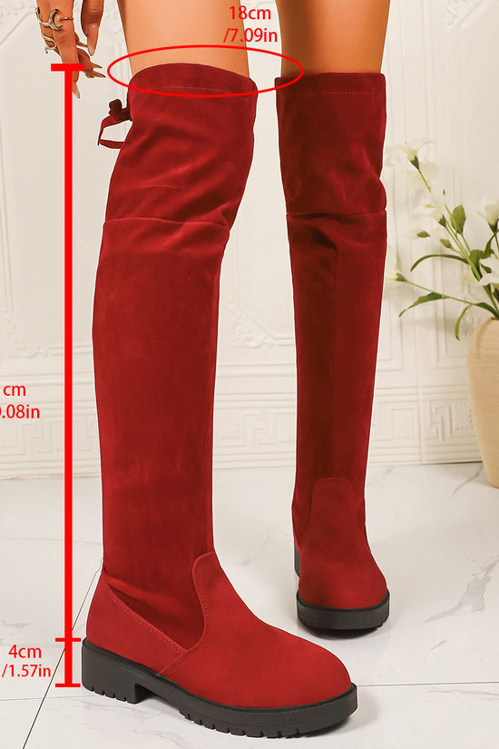 Women’s Elastic Knee-High Boots – Thick Sole Solid Color Fashion Boots - FitiqueFit
