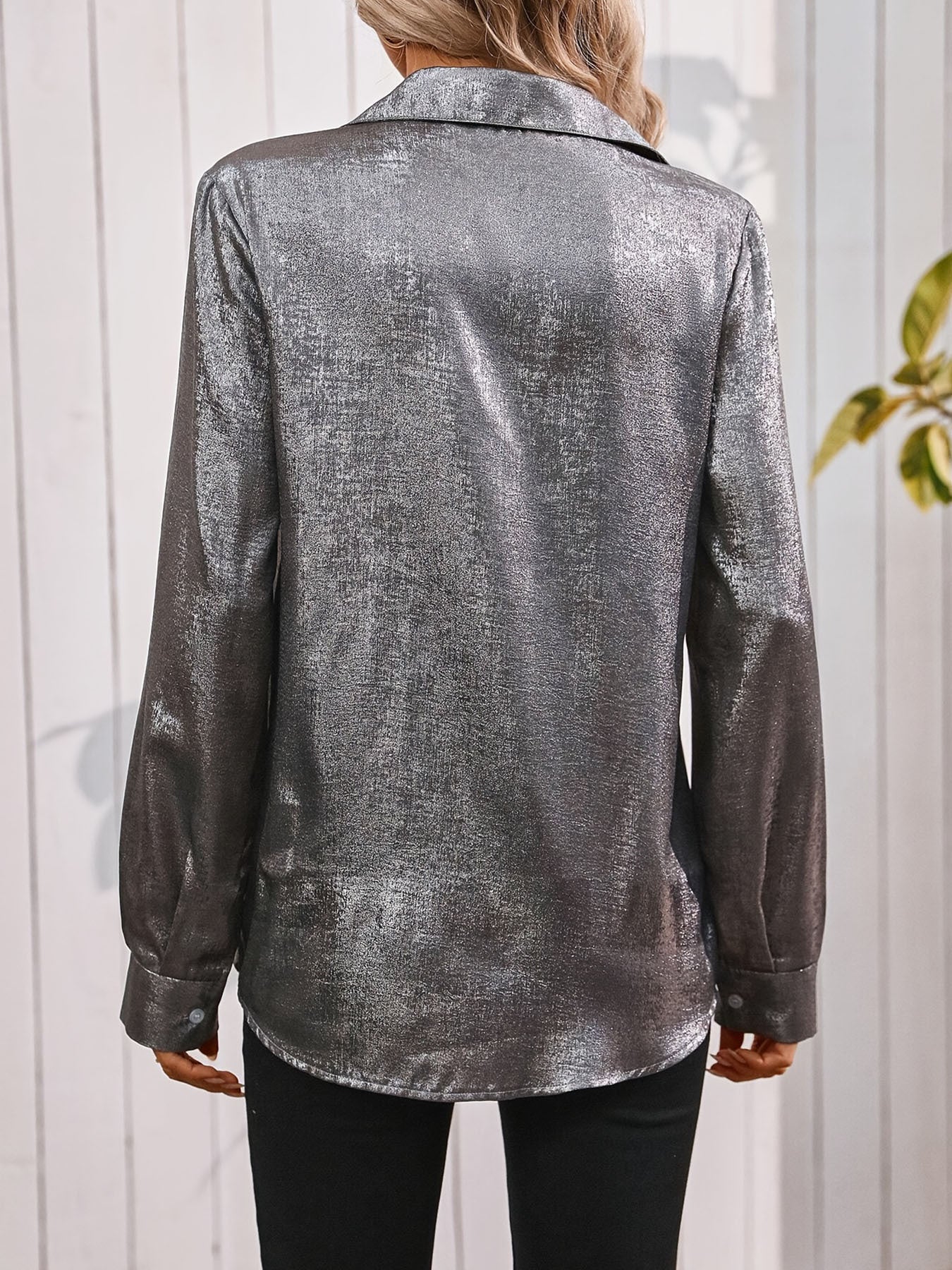 Satin Minimalist Long Sleeve Shirt FitiqueFit