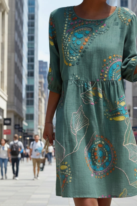 3D-printed Long-sleeve Crew-neck Dress 