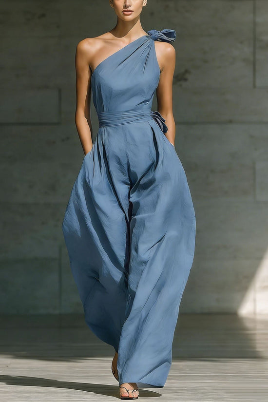 Sleeveless shoulder cinched jumpsuit 